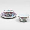 Chinese Export Famille Rose Porcelain Teabowl and Saucer and another Teabowl
