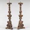Pair of Large Continental Giltwood Pricket Sticks