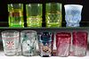 ASSORTED PRESSED GLASS TUMBLERS, LOT OF NINE