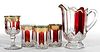 CO-OP'S RADIANT (OMN) / DIAMOND BAND WITH PANELS - RUBY-STAINED DRINKING ARTICLES, LOT OF FIVE