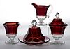 DOUGLASS (OMN) - RUBY-STAINED FOUR-PIECE TABLE SET