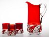 DUNCAN NO. 360 / SNAIL - RUBY-STAINED FOUR-PIECE WATER SET