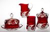 DUNCAN NO. 360 / SNAIL - RUBY-STAINED FOUR-PIECE TABLE SET