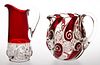 DUNCAN NO. 360 / SNAIL - RUBY-STAINED PITCHERS, LOT OF TWO