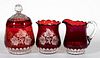 DUNCAN NO. 8 - RUBY-STAINED TABLE ARTICLES, LOT OF THREE