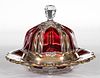 HEISEY'S QUEEN ANNE - RUBY-STAINED COVERED BUTTER DISH