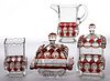 HUNTINGTON'S PEARL - RUBY-STAINED FOUR-PIECE TABLE SET