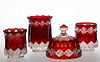 IMPERIAL NO. 1 / THREE-IN-ONE - RUBY-STAINED TABLE ARTICLES, LOT OF FOUR