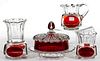 NAIL - RUBY-STAINED FOUR-PIECE TABLE SET