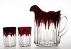 PADEN CITY NO. 202 / TREE - RUBY-STAINED THREE-PIECE WATER SET