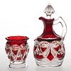 RIVERSIDE NO. 434 / VICTORIA (OMN) - RUBY STAINED CONDIMENT ARTICLES, LOT OF TWO