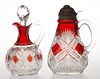 TACOMA (OMN) - RUBY-STAINED CONDIMENT ARTICLES, LOT OF TWO