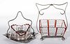 ASSORTED EAPG - RUBY-STAINED DISHES IN STAND, LOT OF TWO
