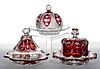 ASSORTED EAPG - RUBY-STAINED COVERED BUTTER DISHES, LOT OF THREE