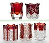 ASSORTED EAPG - RUBY-STAINED TOOTHPICK HOLDERS, LOT OF FIVE