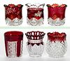 ASSORTED EAPG - RUBY-STAINED TOOTHPICK HOLDERS, LOT OF SIX
