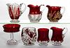 ASSORTED EAPG - RUBY-STAINED TABLE ARTICLES, LOT OF SEVEN
