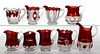 ASSORTED EAPG - RUBY-STAINED CREAMERS, LOT OF NINE