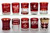 ASSORTED EAPG - RUBY-STAINED TUMBLERS, LOT OF TEN