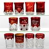 ASSORTED WORLD'S FAIR / EXHIBITION EAPG - RUBY-STAINED TUMBLERS, LOT OF 11