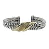 David Yurman Silver 14k Gold Two Row Cuff Bracelet