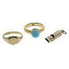 Antique Victorian 18k 14k Gold Turquoise Ring Pendant Lot of 3