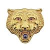 1900s Antique 14k Gold Ruby Sapphire Lion Brooch Pin