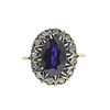 Antique 18k Gold Synthetic Sapphire Diamond Ring