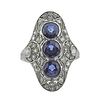 Art Deco Platinum Diamond Sapphire Ring