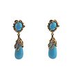 1970s 14k Gold Turquoise Free Form Earrings