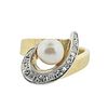 14k Gold Diamond Pearl Ring