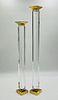 Pair of Tall Candle Holders in Brass & Lucite by Charles Hollis Jones