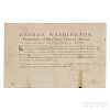 Washington, George (1732-1799) Document Signed as President, New York City, 4 August 1789.
