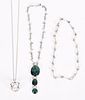 Three Sterling Silver and Gemstone Necklaces