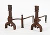 Pair of Continental Cast and Wrought Iron Andirons