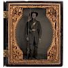Sixth Plate Ruby Ambrotype of Armed Private with Slouch Hat