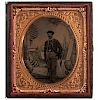 Civil War Sixth Plate Tintype of Armed Zouave