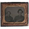 Civil War Sixth Plate Ruby Ambrotype of Pistol Packing Pards
