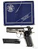 Smith & Wesson model 59 semi-automatic pistol, 9 mm, in the original box, nickel-plated