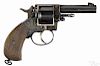 Iver Johnson, nickel-plated five-shot revolver, .32 caliber, with Bakelite grips and a 3'' barrel.