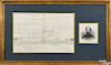 Framed military items, to include a receipt from a ledger to John Sedgewick, dated 1844