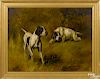 Oil on artist board of sporting dogs in the field, signed B. Baugh 1899, 18 3/4'' x 24 1/2''.