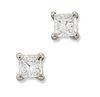 A PAIR OF 18 CARAT WHITE GOLD SOLITAIRE PRINCESS-CUT DIAMOND EARRINGS