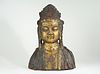 Antique Gilt Iron Quan Yin Bust Polychrome Buddha Statue
