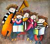 Joyce Roybal~ Children Playing Instruments~ Oil on Canvas~ Signed Lower Right