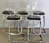 Set of 5 Midcentury Lucite and Chrome Stools.