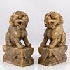 Pair Chinese Export Soapstone Figures of Lions