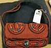 PURSE W/CORAL & TURQUOISE BEAD WORK