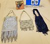LOT 3 VINTAGE BEADED PURSES- 1 MADE IN FRANCE