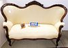 VICT. CARVED WALNUT FRAME SETTEE 5&apos; W/2 CARVED WALNUT SIDE CHAIRS